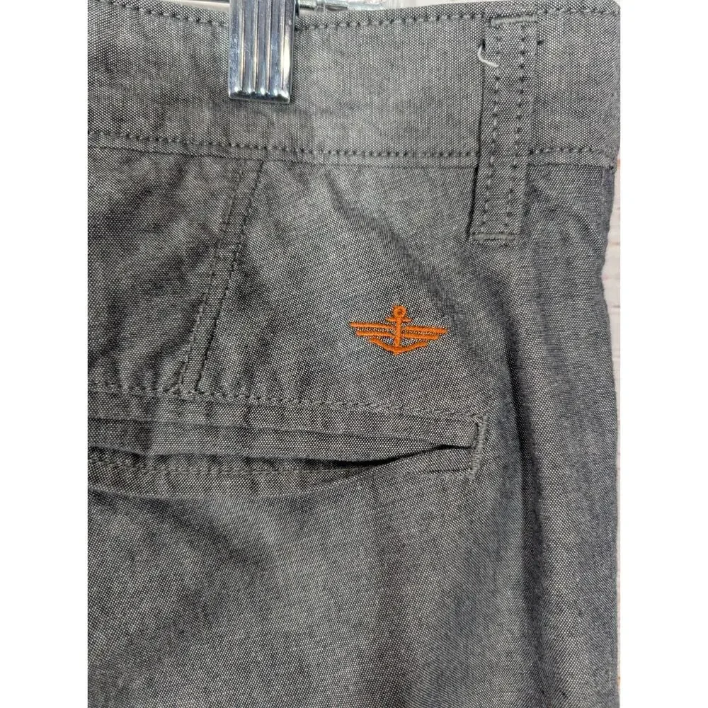 Dockers Chino Pants Mens 38x32 Heather Grey Slub Chambray Cotton Preppy Casual